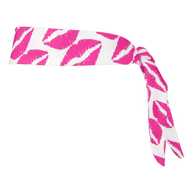 Cute white pink kisses pattern neck tie tie headband (Rotate 90)
