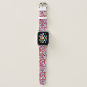 Cute white pink paisley patterns apple watch band