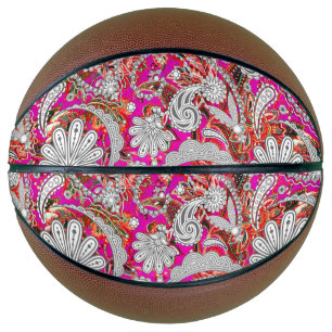 Cute white pink paisley patterns basketball