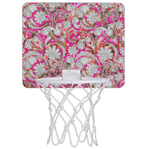 Cute white pink paisley patterns mini basketball hoop