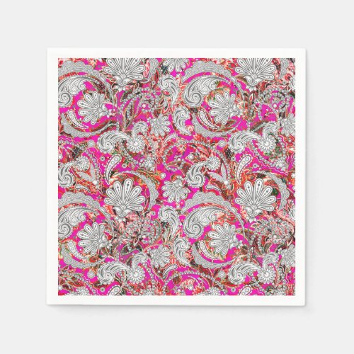 Cute white pink paisley patterns napkins