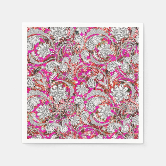 Cute white pink paisley patterns napkins (Front)
