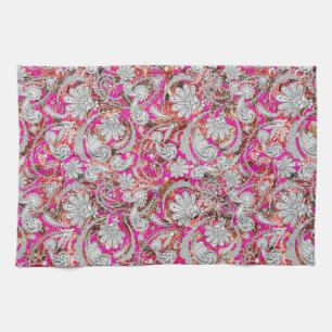 Cute white pink paisley patterns towel