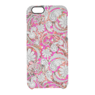 Cute white pink paisley patterns clear iPhone 6/6S case