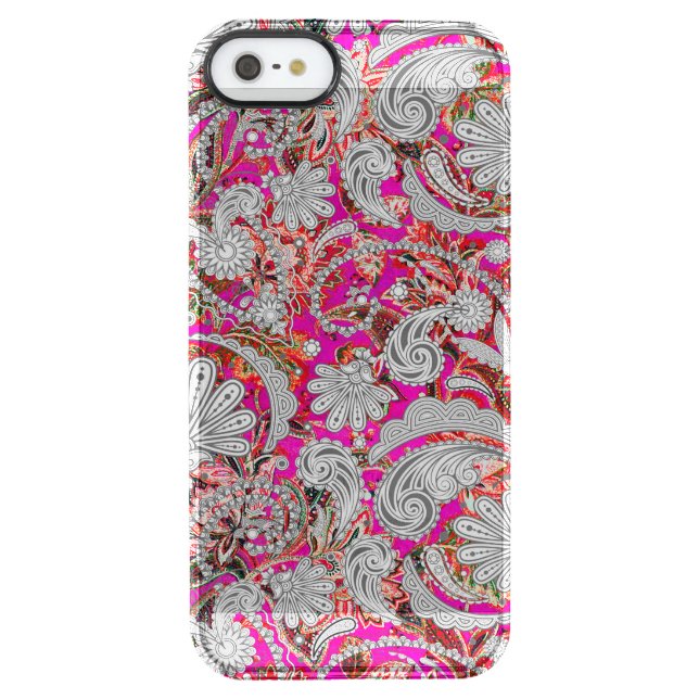 Cute white pink paisley patterns uncommon iPhone case (Back)