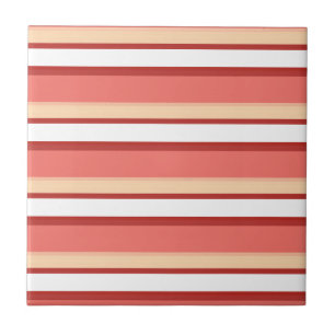 Cute white pink stripes ceramic tile