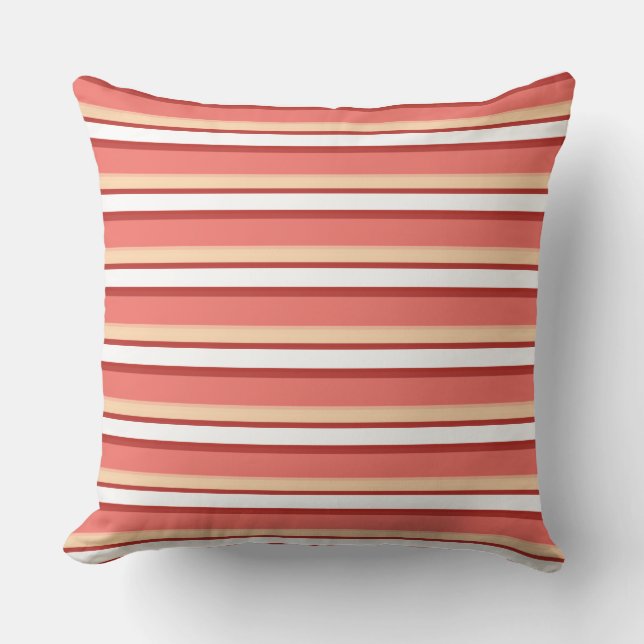 Cute white pink stripes throw pillow (Front)