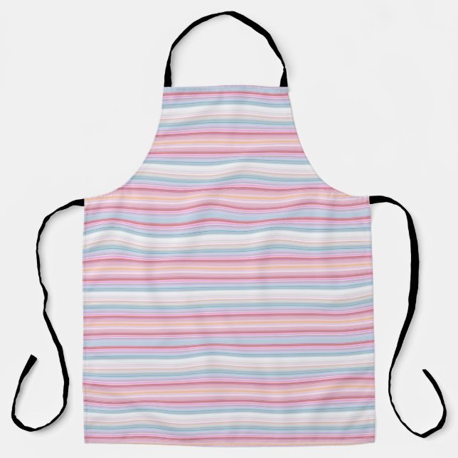 Cute white pinky stripes  apron (Front)