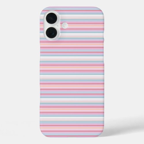 Cute white pinky stripes  iPhone 16 plus case