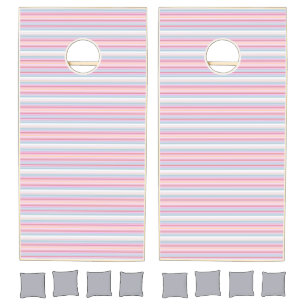 Cute white pinky stripes  cornhole set