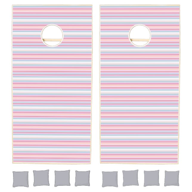 Cute white pinky stripes  cornhole set (Set)