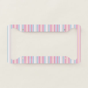 Cute white pinky stripes license plate frame