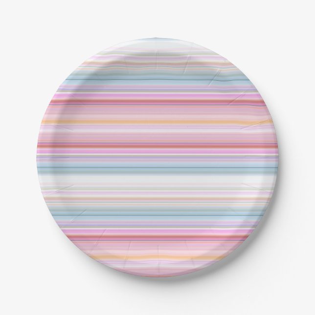 Cute white pinky stripes  paper plates (Front)