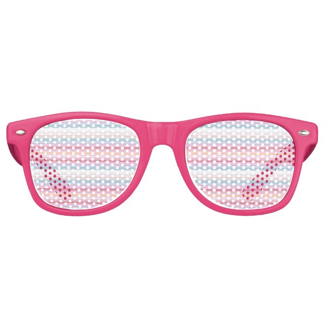 Cute white pinky stripes  retro sunglasses (Front)