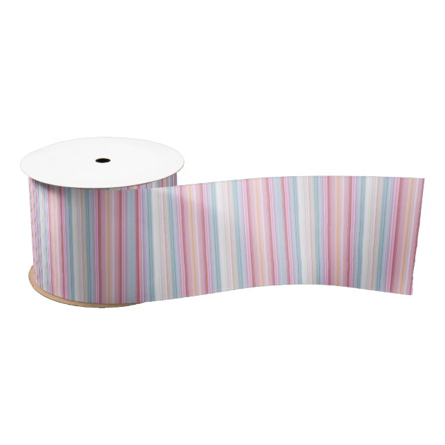 Cute white pinky stripes  satin ribbon (Spool)