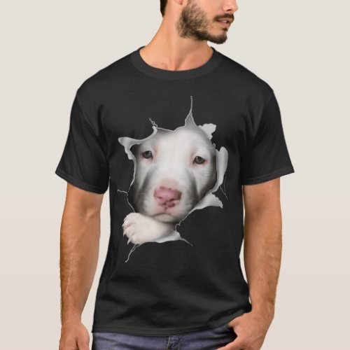 Cute White Pitbull Face Inside Me beagle lover  T_Shirt