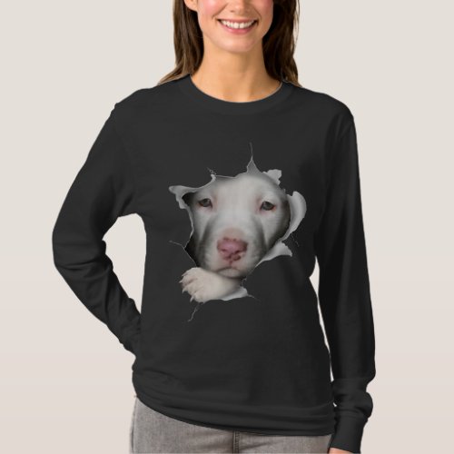 Cute White Pitbull Face Inside Me T_Shirt