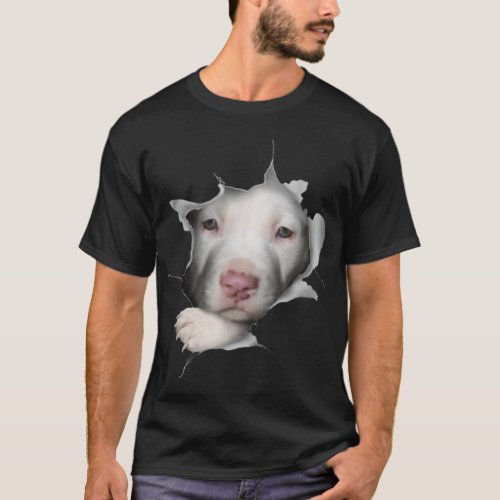 Cute White Pitbull Face Inside Me T_Shirt
