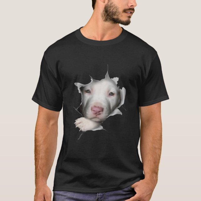Cute White Pitbull Face Inside Me T-Shirt (Front)