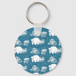 Cute White Polar Bear North Wild Animal Blue Cold Keychain