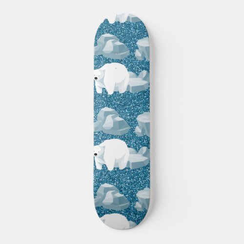 Cute White Polar Bear North Wild Animal Blue Cold Skateboard