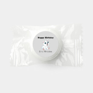 Cute white polar bear on gray birthday life saver® mints