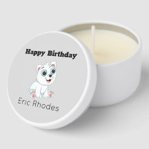 Cute white polar bear on gray birthday