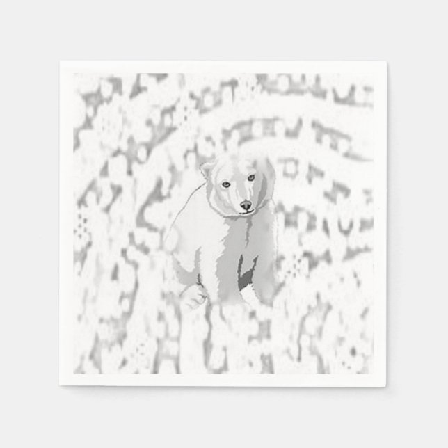 Cute White Polar Bear Paper Napkins (Front)