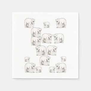 Cute White Polar Bear Paper Napkins