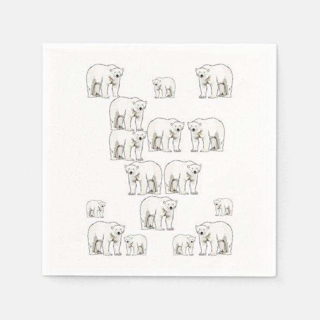 Cute White Polar Bear Paper Napkins (Front)