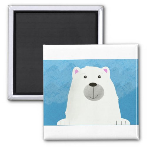 Cute White Polar Bear Print Design Magnet