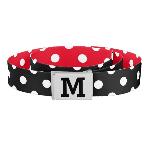 Cute white polka dots reversible belt with buckle