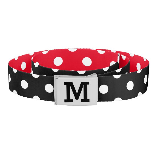 Cute white polka dots reversible belt with buckle (Coil)