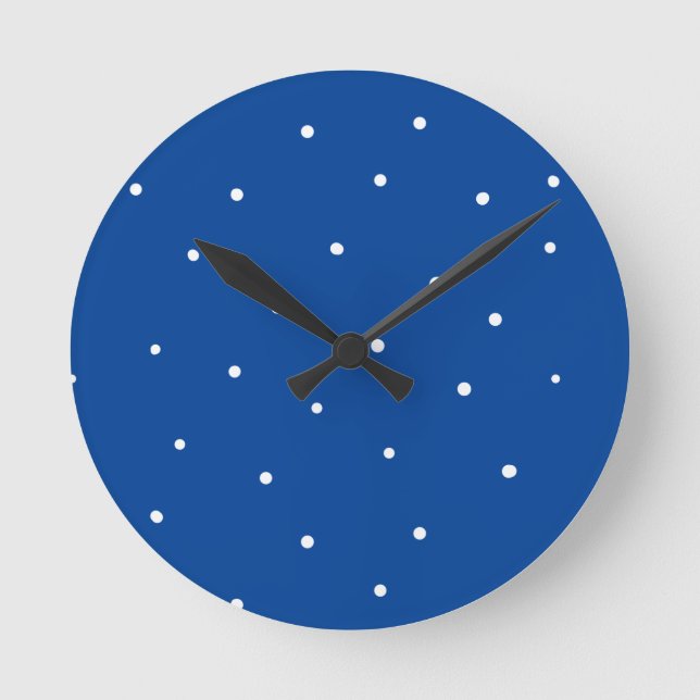 Cute white polka dots round clock (Front)