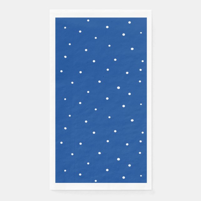 Cute white polka dots with blue background paper guest towels (Front)