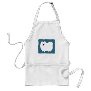 Cute White Pomeranian Adult Apron