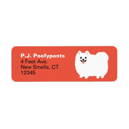 Cute White Pomeranian Cartoon Dog Return Address Label