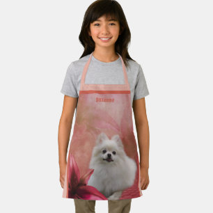 Cute White Pomeranian Dog Personalized Apron