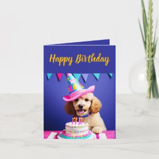 Cute White Poodle Birthday