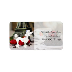 Cute White Poodle Eiffel Tower Paris Dog Address Label