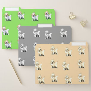 Cute white princess puppy file folder