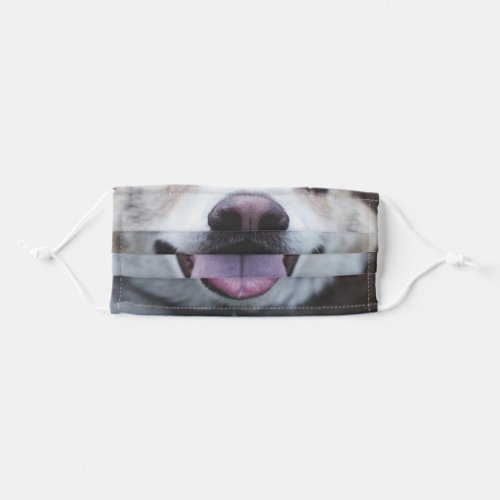 Cute white puppy dog smiling mouth nose adult cloth face mask