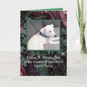 Cute White Puppy Dog St. Patrick's Day Green Card