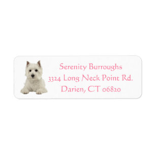Cute White Puppy Dog West Highland Terrier         Label