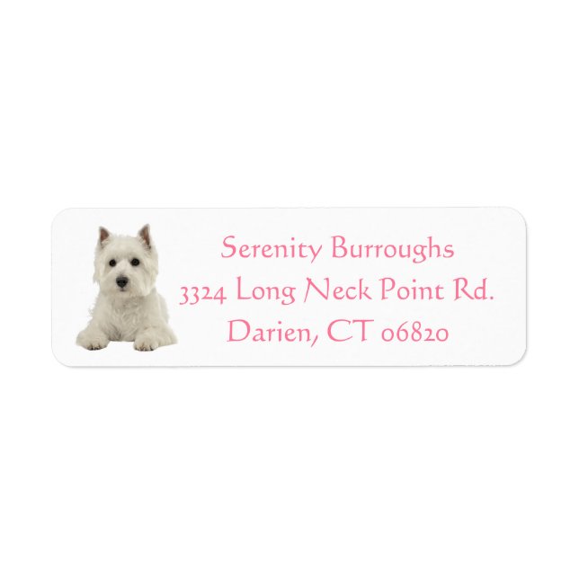 Cute White Puppy Dog West Highland Terrier         Label (Front)