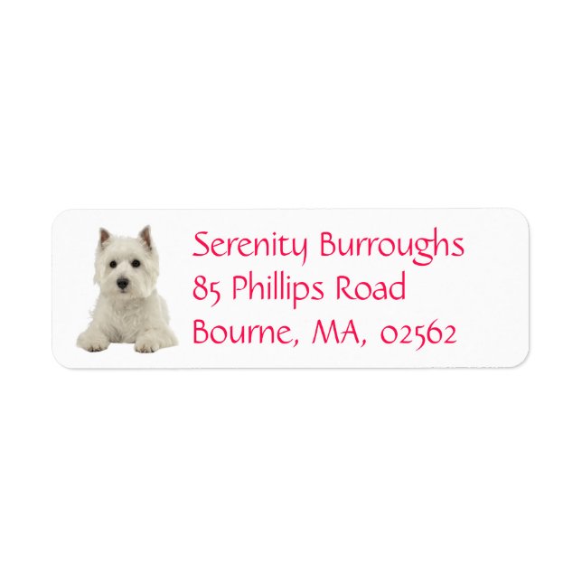 Cute White Puppy Dog West Highland Terrier Label (Front)