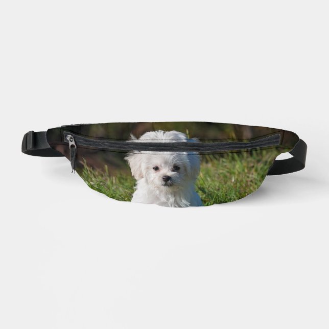 Cute white puppy fanny pack (Front)