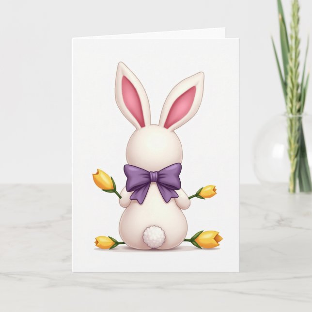 Cute White Rabbit Friend Card (Front)