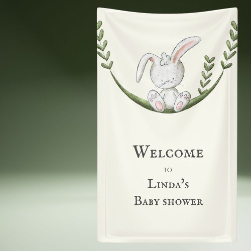 Cute White Rabbit Gender Neutral Baby Shower Banner