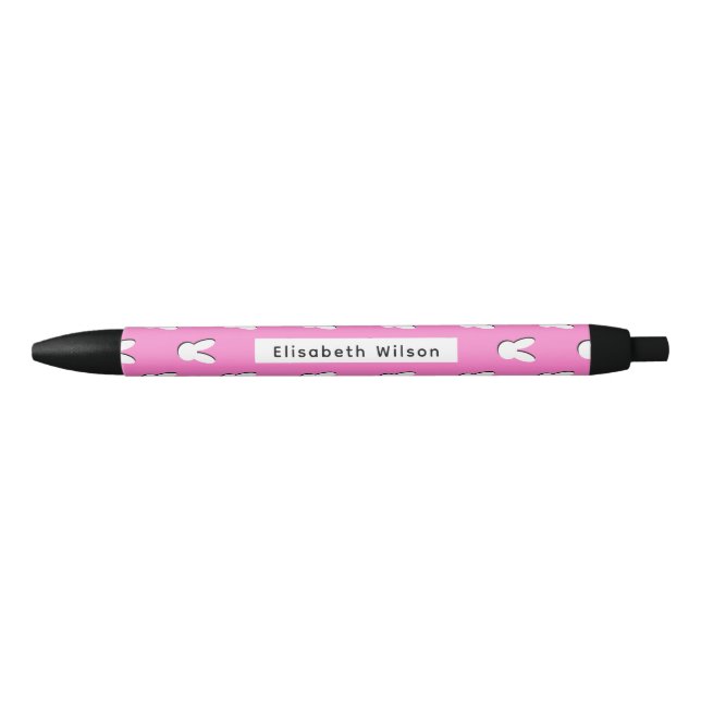 Cute White Rabbit Heads Script Name Monogram Pen (Front)